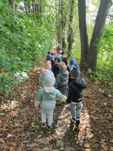 spacer po lesie dzieci z grupy Biedroneczki