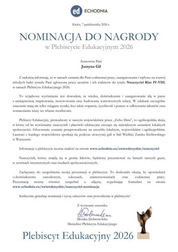 Nominacja Justyna Gil