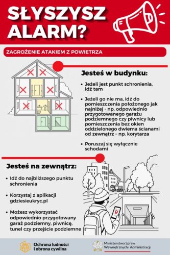 Plakat informacyjny dotyczący sygnałów alarmowych